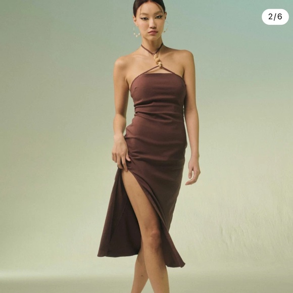 NWT Cult Gaia Castila Embellished Halterneck Midi Dress - Picture 3 of 10